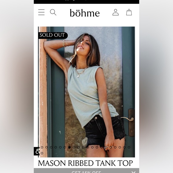 NWOT Bohme mason ribbed tank top - L - Picture 2 of 7